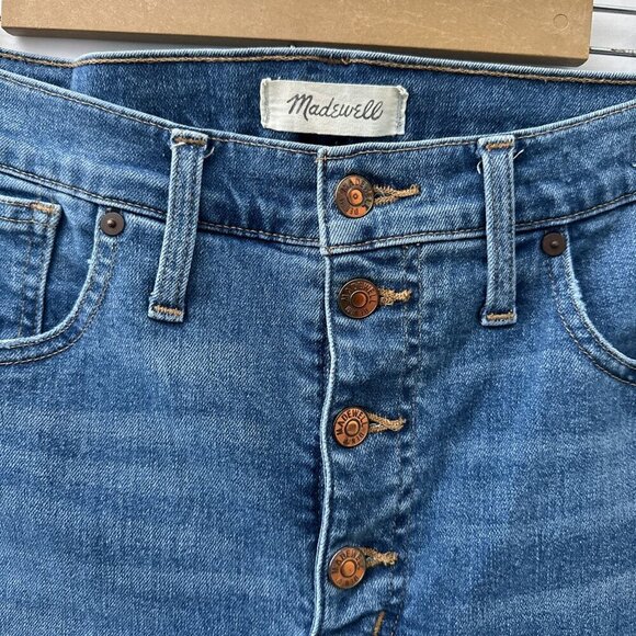 Madewell 10" High-Rise Skinny Jeans in Dewitt Wash Button-Front Denim Women 31‎ - Picture 12 of 16
